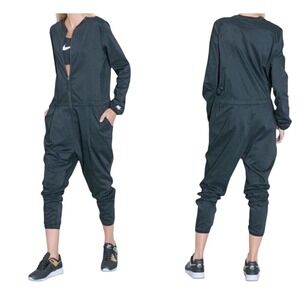 Nike International Full Zip Jumpsuit Coveralls Black Womens XS